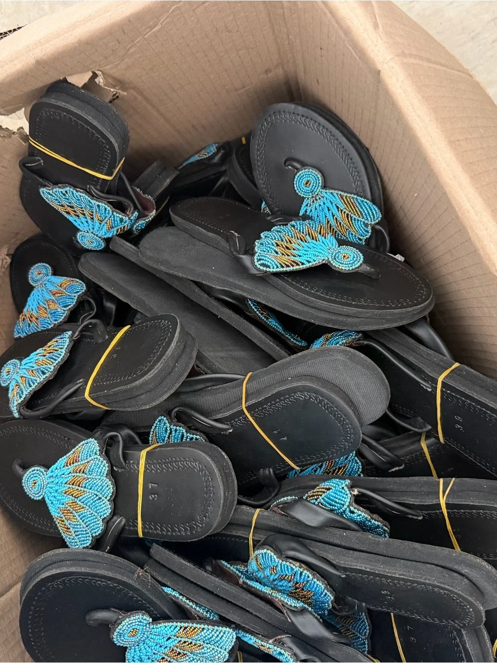 Wholesale Lot: About 68 Genuine-Leather Maasai Sandals